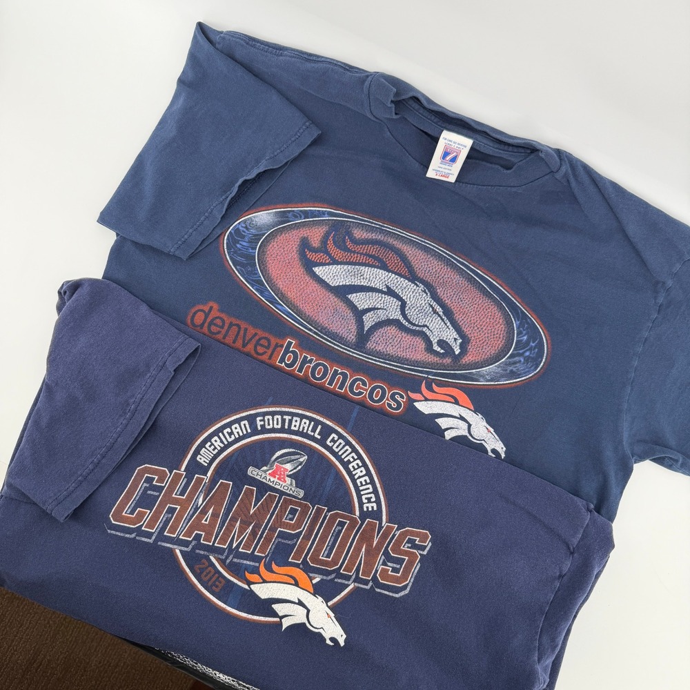 Bundle of 2 Vintage Denver Broncos T-Shirts Mens XL AFC Champions Graphic Tees